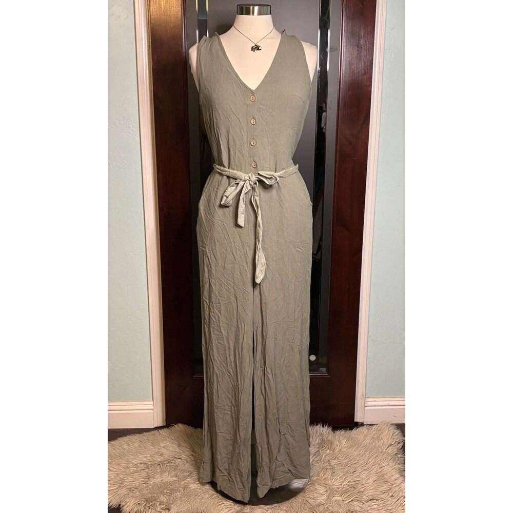 New Ci Sono CiSono 100% Rayon Sage Olive Jumpsuit Jumper Size Medium